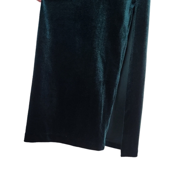 RACHEL ZOE Velvet Emerald Green Surplice Midi Dress Large - Picture 3 of 7